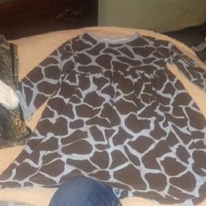 Brown and Blue Kids Casual Dress